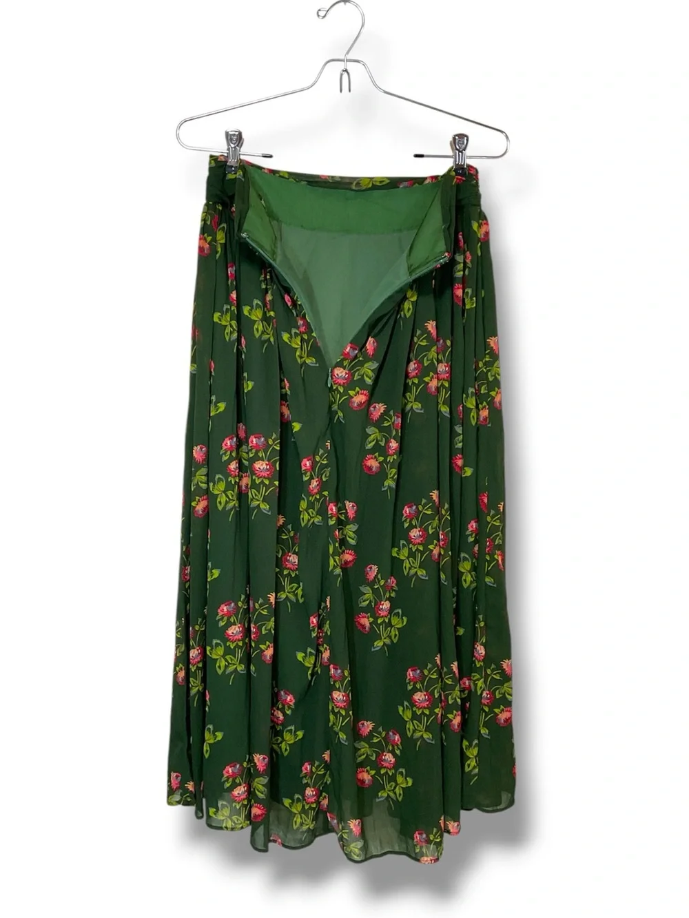 NWT J.Crew Point Sur Floral Dark Green Maxi Skirt Chiffon